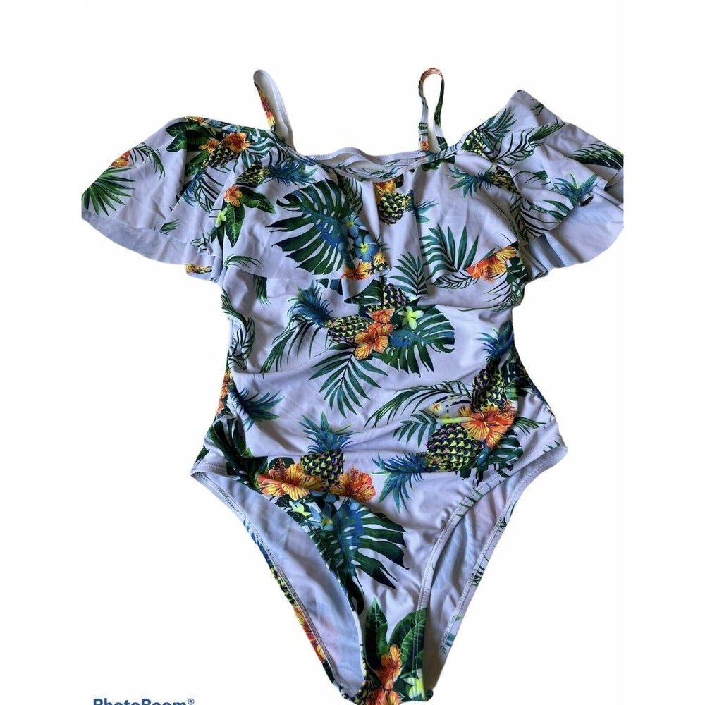 NWT Holipick  One Piece Swimsuit for Women White Floral, Size M